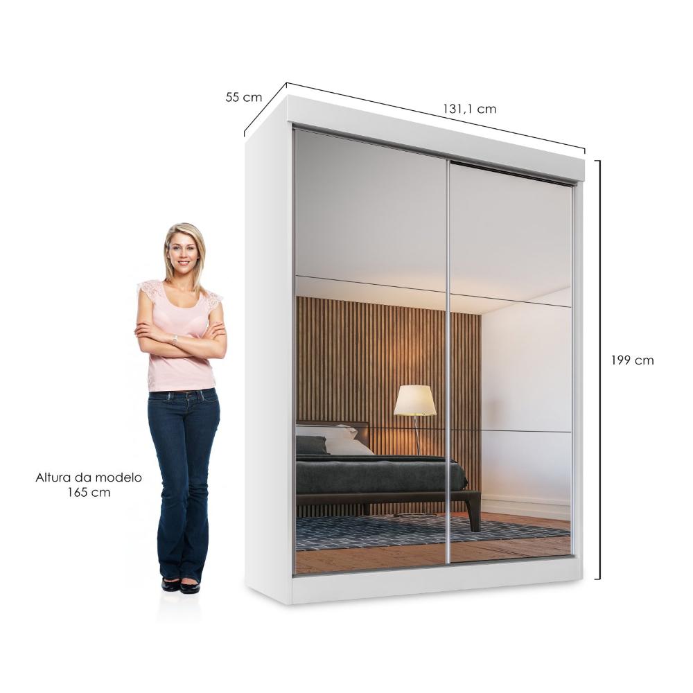Miniatura Guarda Roupa Solteiro 2 Portas de Correr 2 Gavetas e 6 Espelho Peônia Yescasa Branco Guarda Roupa Solteiro 2 Portas de Correr com Espelho 2 Gavetas Fama Espresso Móveis Branco