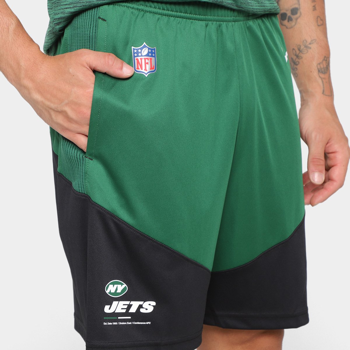 Miniatura Bermuda Nike New York Jets Dri-FIT Knit Masculina Verde+Preto - EGG