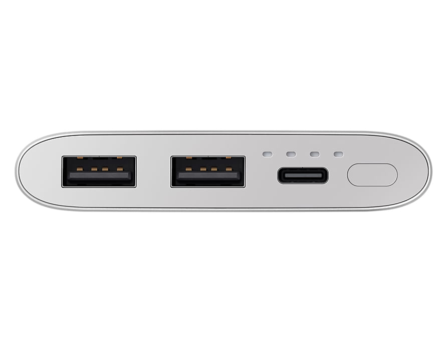 Bateria Portátil Carga Rápida Usb-C Prata 2 Saídas 10000 Mah