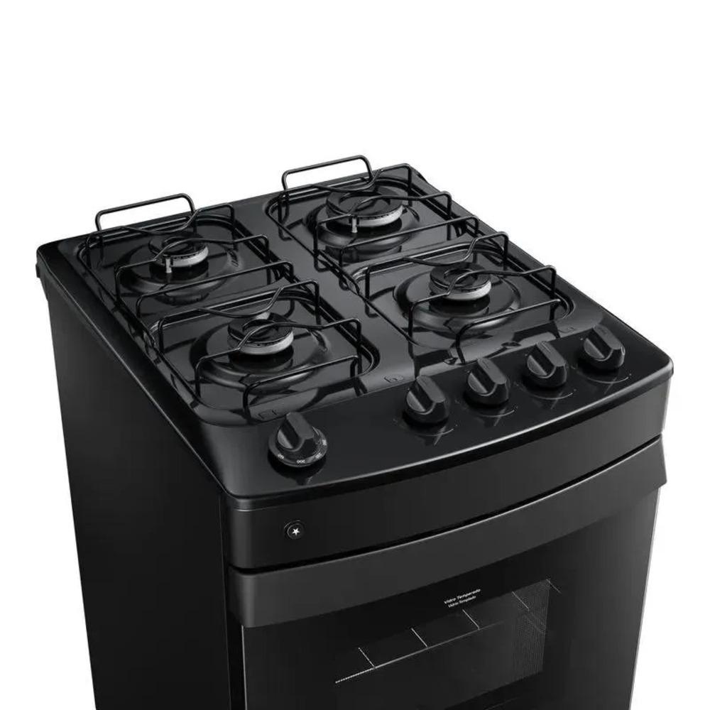 Fogão 4 Bocas Preto Consul com Mesa Esmaltada CFO4ZAE Bivolt Bivolt