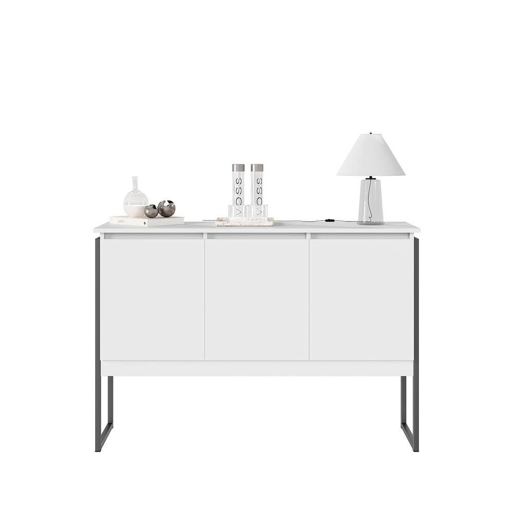 Miniatura Aparador Buffet Para Sala Industrial Oslo Branco Preto