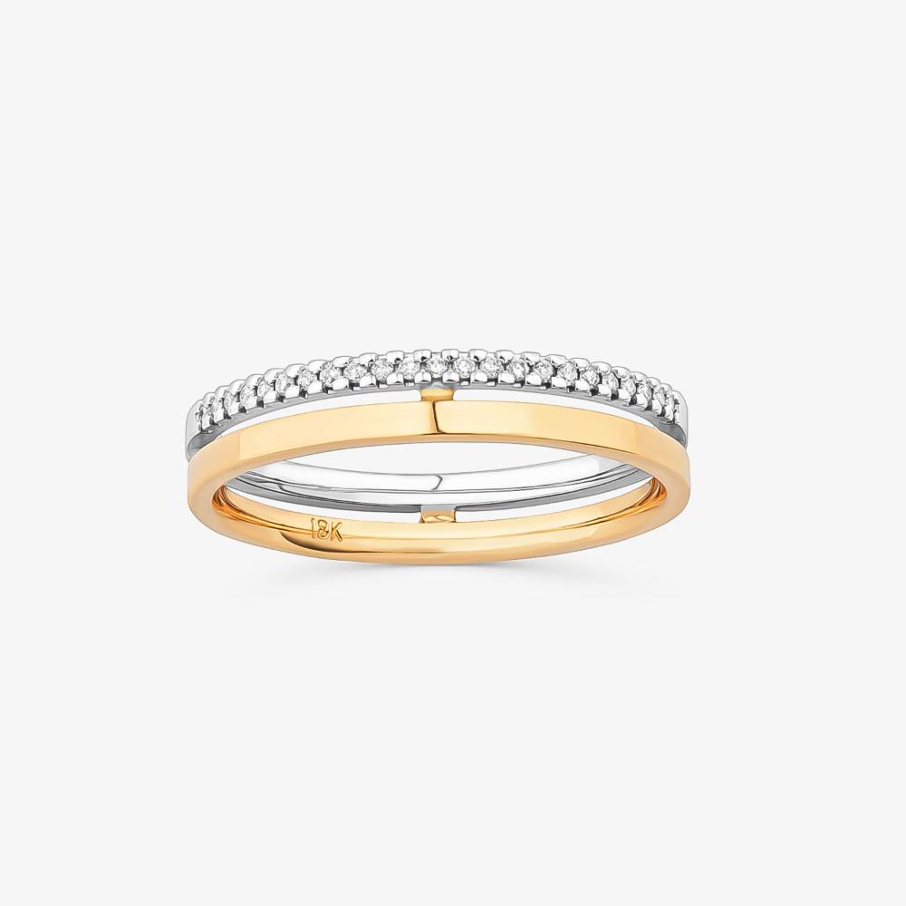Miniatura Aliança Com Meio Aro Cravejado Com 9 Pontos De Diamantes Em Ouro Branco E Ouro Amarelo 18k 14