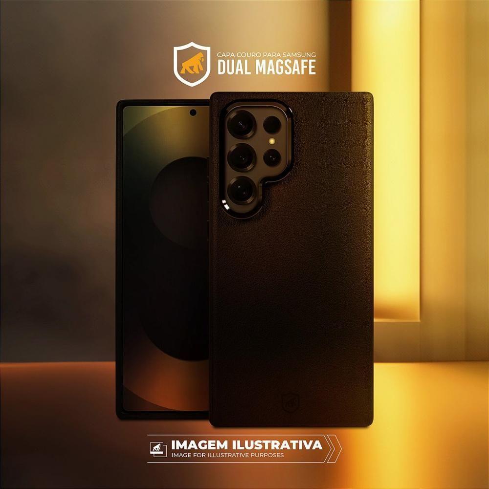 Capa Para Samsung Galaxy S25 Plus - Couro Dual Magsafe - Preta - Gshield
