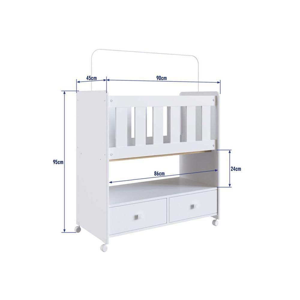 Miniatura Mini Berço Moisés Colchão Suporte Mosquiteiro Nicho Branco