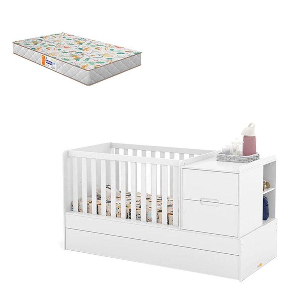 Miniatura Berço Americano Multifuncional Formare Branco Acetinado Colchão - Matic