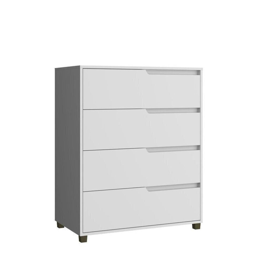 Miniatura Quarto Casal com Guarda-Roupa 2 Portas de Correr, 1 Cômoda e 2 Mesas de Cabeceira Malthus Branco