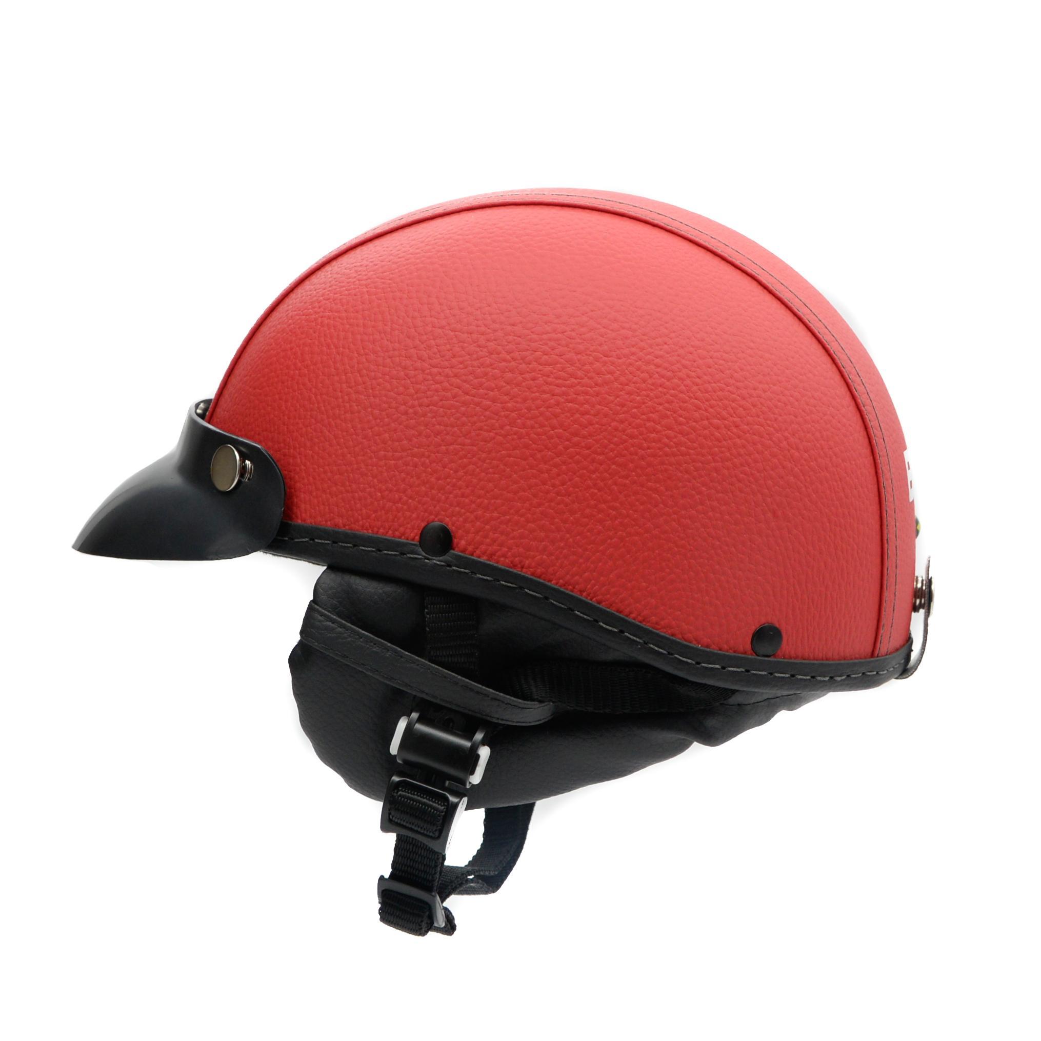 Miniatura Capacete Coquinho Scooter Moto Elétrica Bike Couro Vermelho