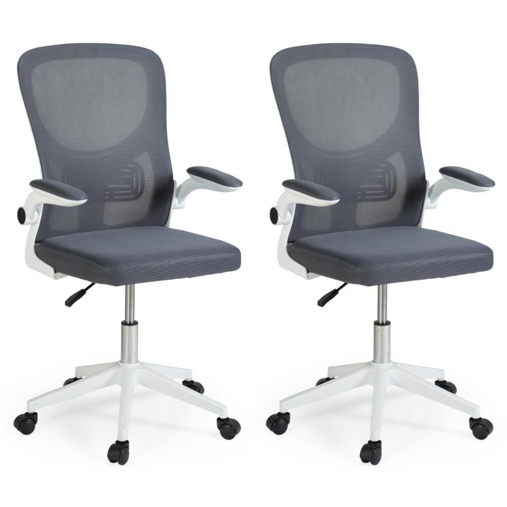 Miniatura Kit 2 Cadeiras De Escritório Giratória Mônaco Com Relax E Regulagem De Altura - Cinza