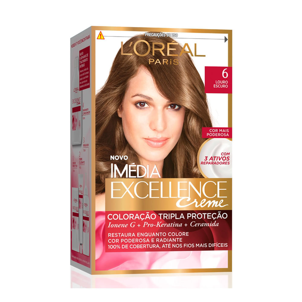 Miniatura Tintura Creme Imédia Excellence L'oréal Louro Escuro 6 Kit