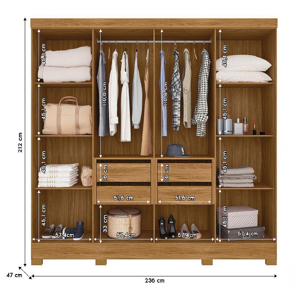 Miniatura Guarda Roupas Casal Ripado 8 Portas 4 Gavetas Diamante Moval Freijo Cin