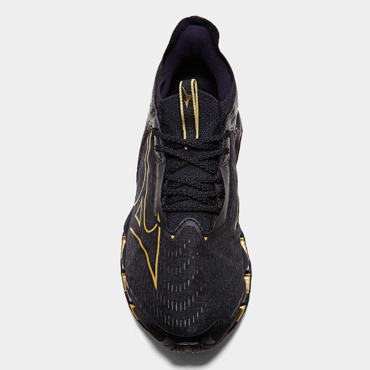 Miniatura Tênis Mizuno Wave Prophecy 14 Preto+Dourado - 38