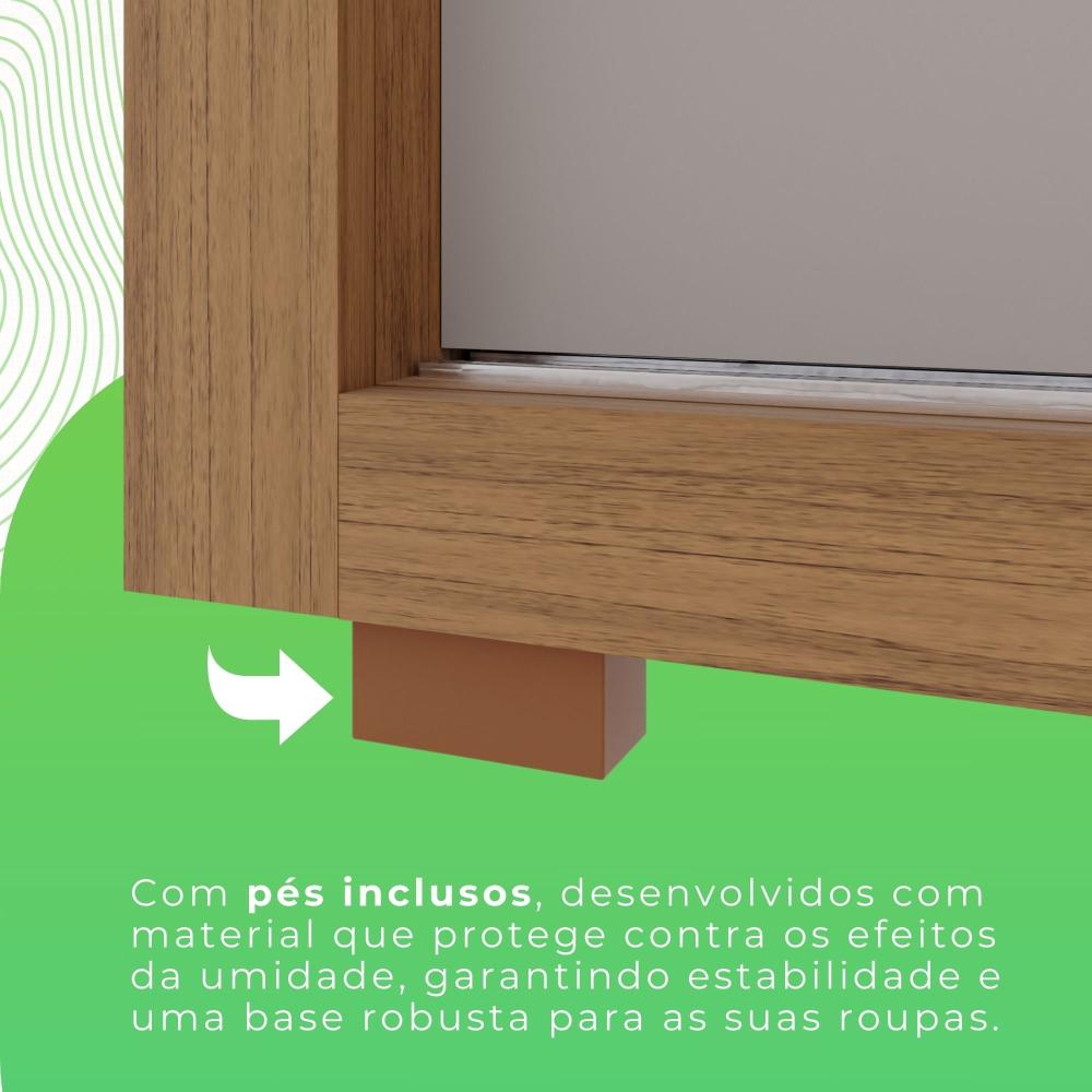 Guarda Roupa Casal 3 Portas 4 Gavetas Costa Rica Cinamomo / Off White