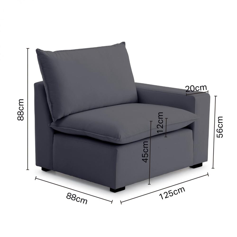 Miniatura Módulo Braço Esquerdo para Sofá Modular Hug 125cm CabeCasa MadeiraMadeira Azul