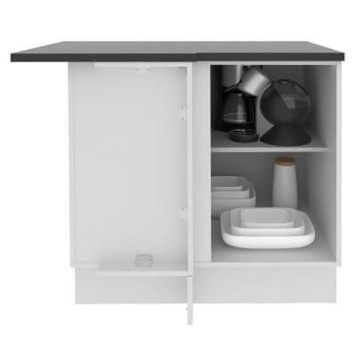 Balcão de Canto Madesa Acordes Glamy 100% MDF 1 Porta Branco/Rustic Cor:Branco/Rustic