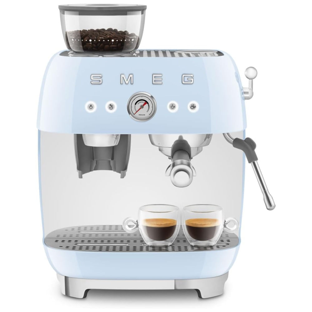 Cafeteira Espresso Semiautomática Smeg Retro, EGF03PBUS, Azul Pastel