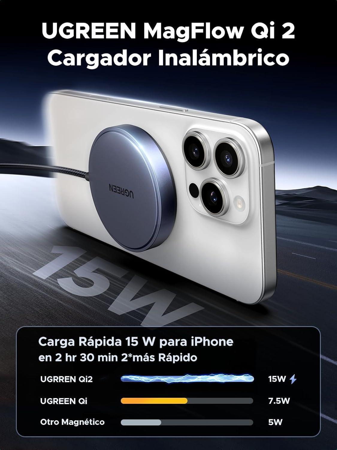 Miniatura Carregador Sem Fio Rápido Ugreen Magnético Indução Qi2