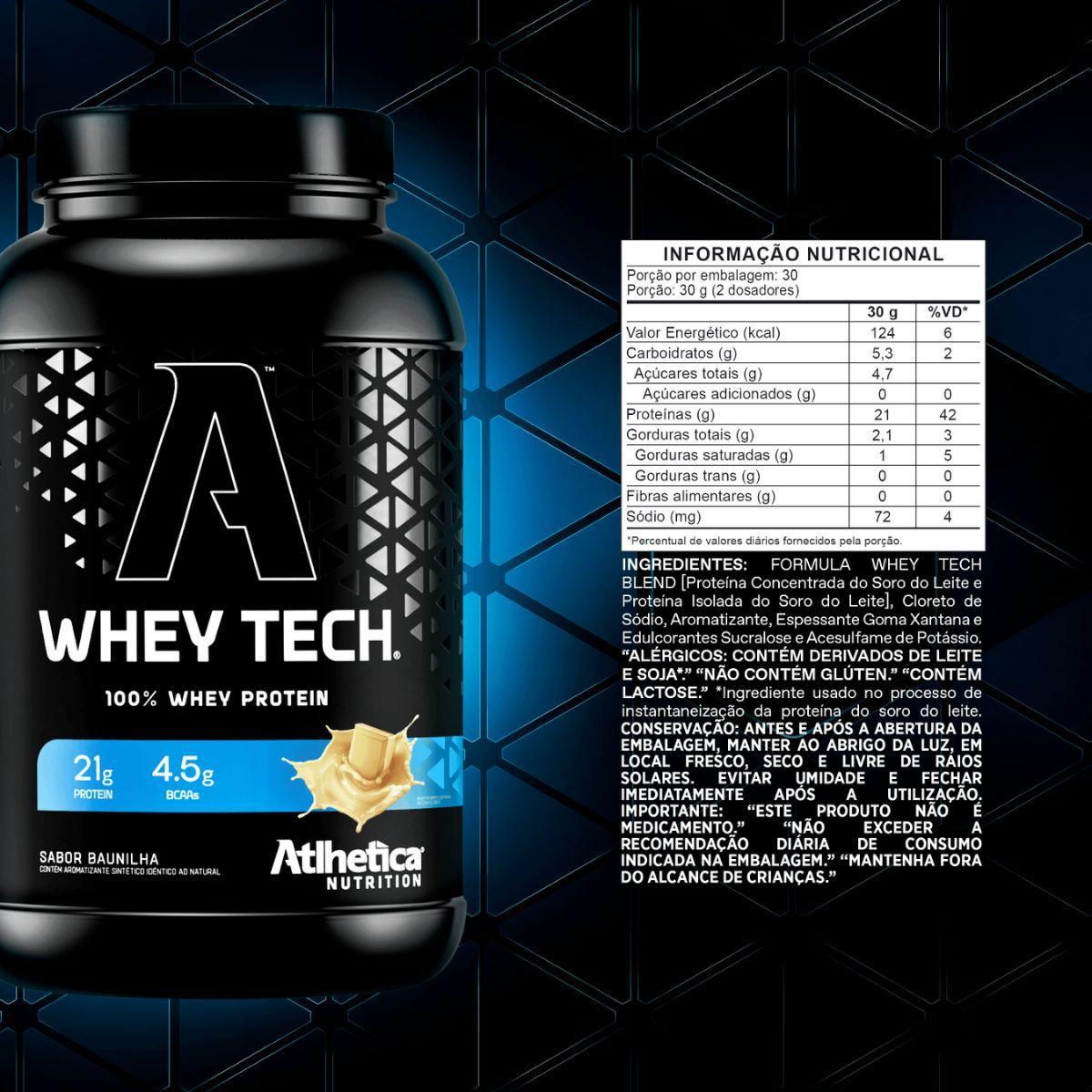 Miniatura Whey Protein 100% Tech 900G Baunilha Atlhetica Nutrition
