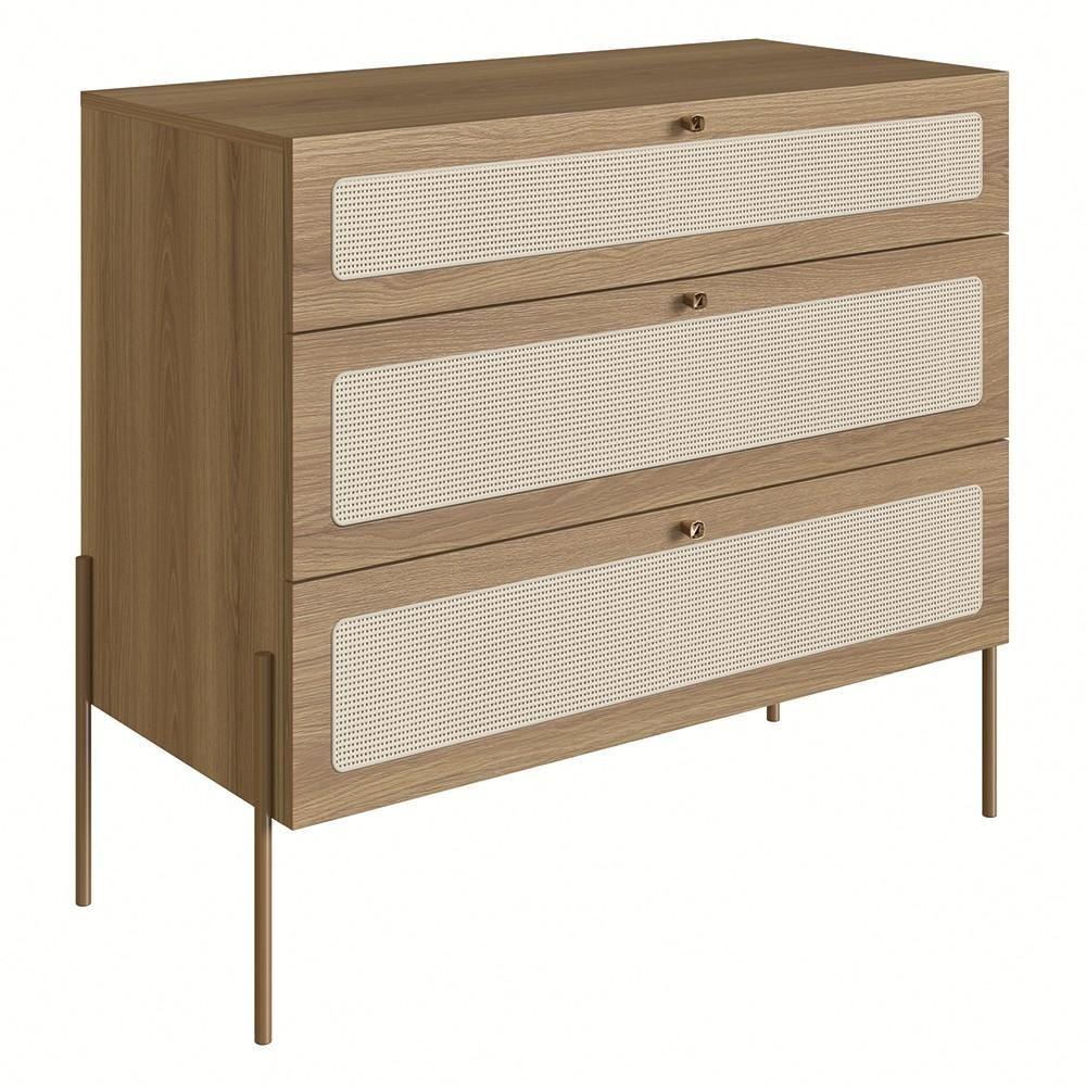 Miniatura Cômoda Para Quarto 3 Gavetas Pé Metal Arlo A10 Hanover Dourado - Mpozenato
