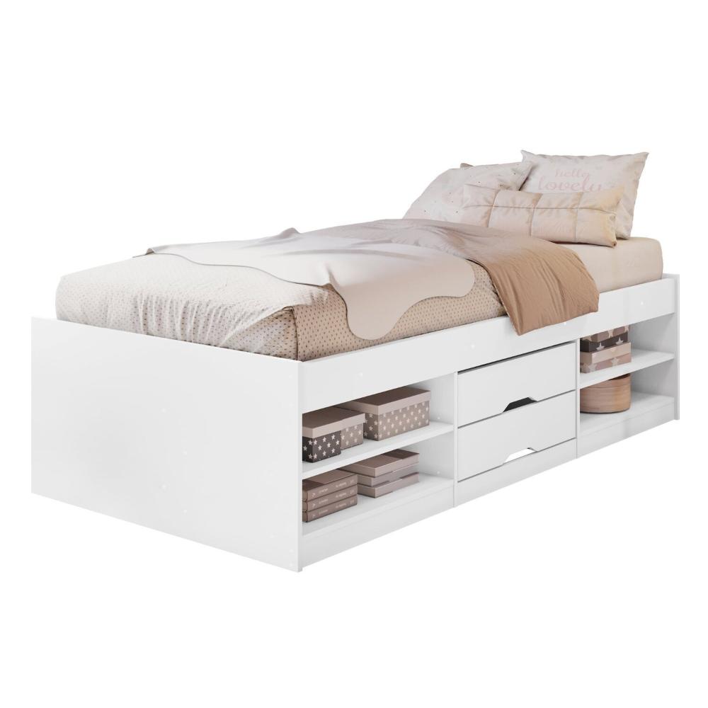 Miniatura Cama Solteiro Multifuncional 2 Gavetas Branco