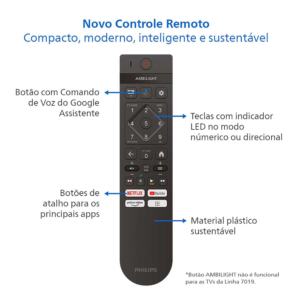 Miniatura Smart TV Philips 50 Polegadas 50PUG7019/78 4K UHD LED Google TV Preto - Bivolt