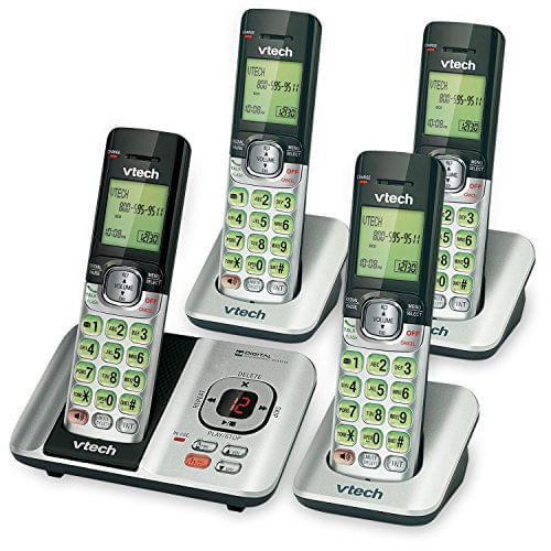 Miniatura Telefone Sem fio VTech Atendimento Identificação de Chamadas Em Espera 4 Aparelhos Prateado