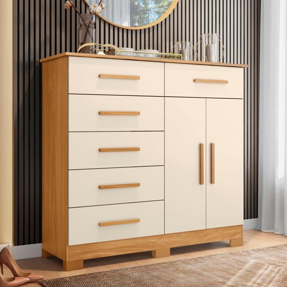 Conjunto Guarda Roupa E Cômoda Pucon Carvalho Grife Off White