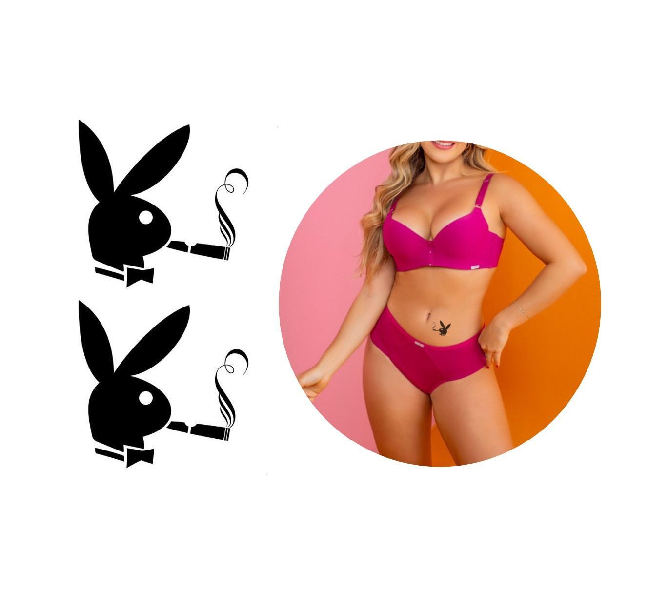 Miniatura Tatuagem Temporária Playboy Coelho Fumando