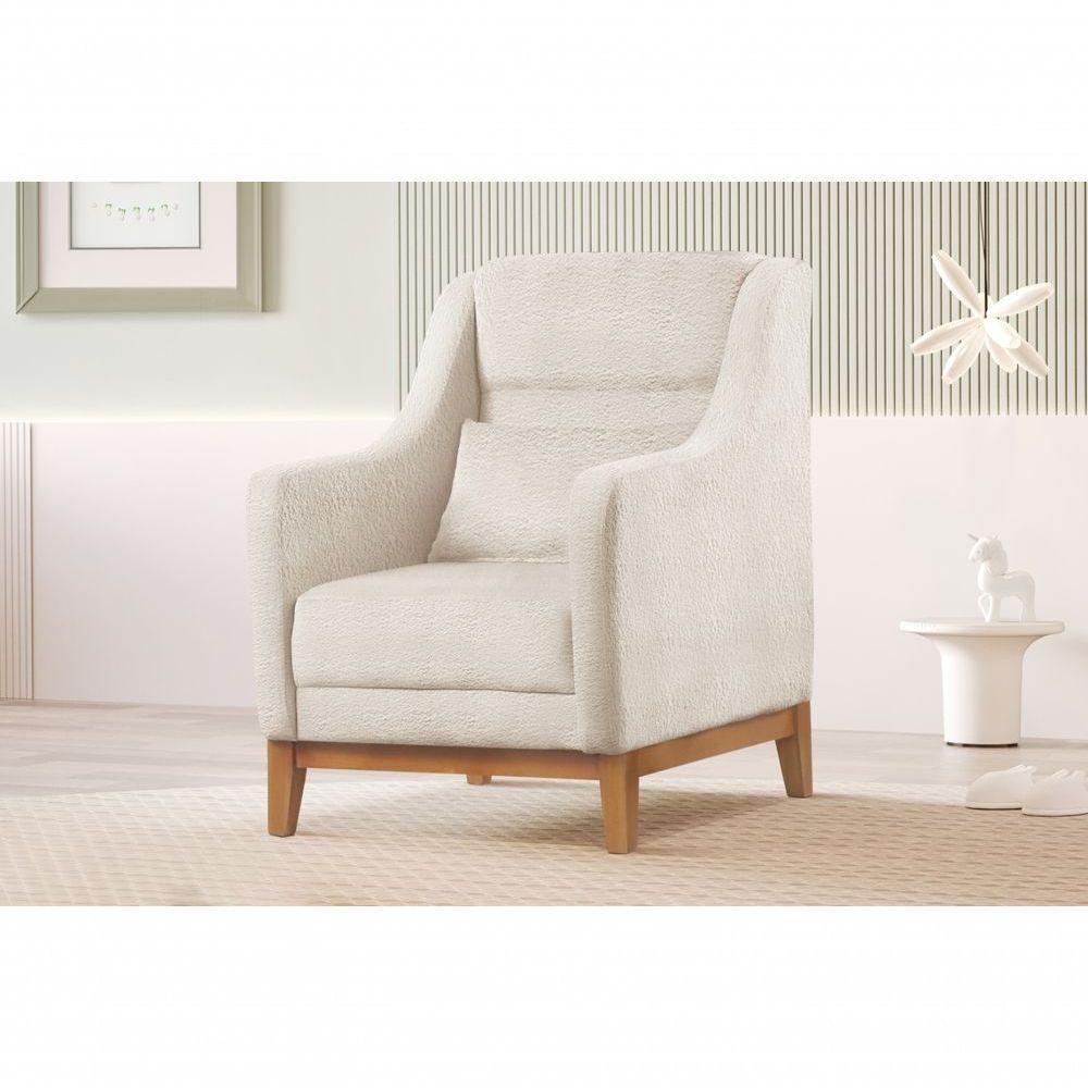 Miniatura Poltrona Encosto Alto Para Sala áquila bouclé Nude 400