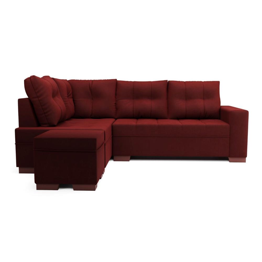 Sofá de Canto com Puff 7 Lugares 238cm Gávea Montreal Vermelho