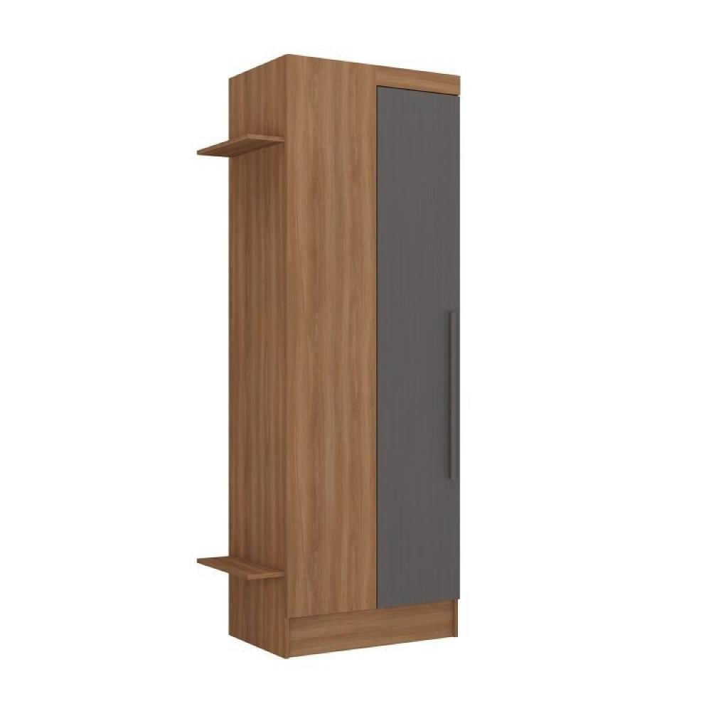 Guardo Roupa Modulado 7 Portas 4 Gavetas 5 Peças Hecol Móveis Nogal/Grafite