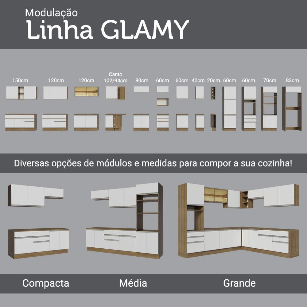 Porta Geladeira 1 Porta Basculante Rustic/Branco Glamy Madesa Rustic/Branco