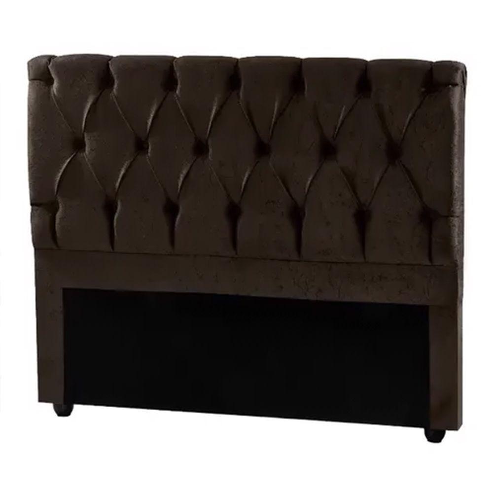 Miniatura Cabeceira Cama Box Mcdvg 1,60mt X 1,28mt Suede Marrom - Cor: Marrom