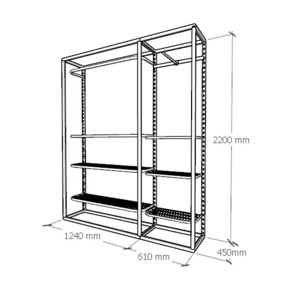 Miniatura Closet Araras, Guarda Roupas Aberto Industrial Com 11 Peças Preto Fdprp303