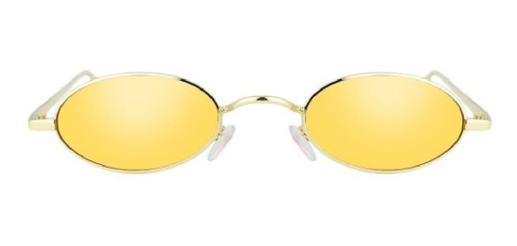Miniatura Óculos Fino Retrô Oval Redondo Pequeno Trap Hype Amarelo Amarelo - Dourado - Óculos