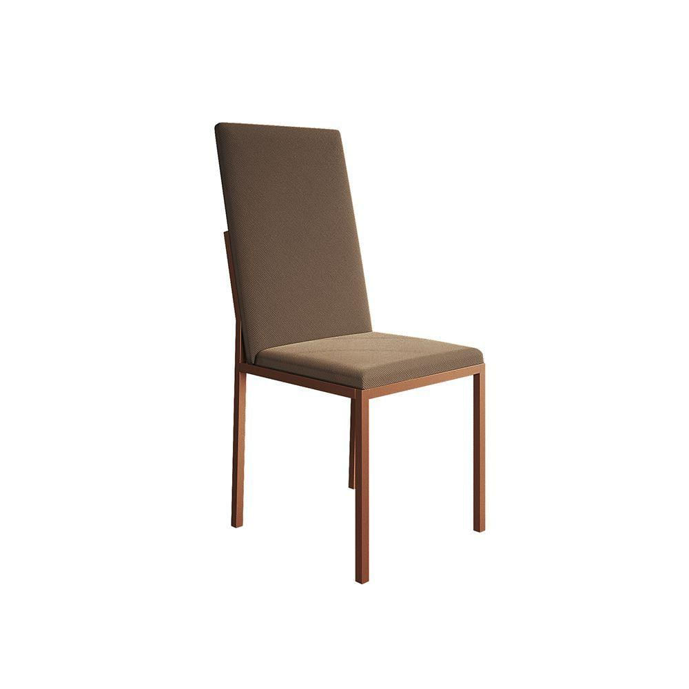 Miniatura Kit 2 Cadeiras De Jantar Estofadas Mônaco Premium Cobre E Marrom - Cor: Preto