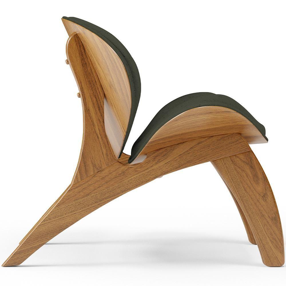 Miniatura Poltrona Decorativa Orgânica Sala Living Kadosh L02 Linho Verde Musgo