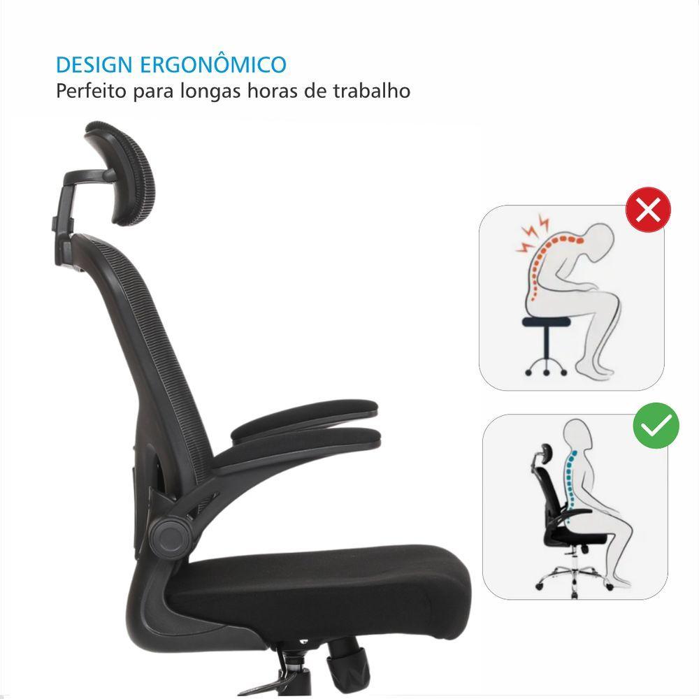 Cadeira De Escritorio Presidente Giratória Ergonômica Mesh