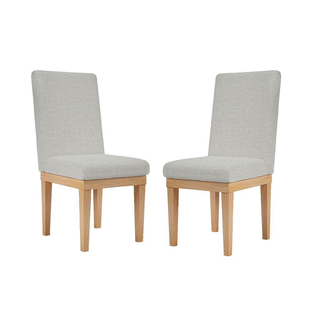 Miniatura Kit 2 Cadeiras De Jantar Estofadas Para Mesa Tecido Cinza