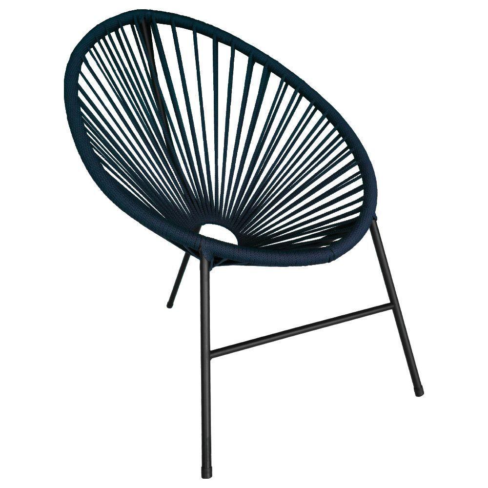 Cadeira Acapulco Em Aço Carbono E Corda Náutica Azul