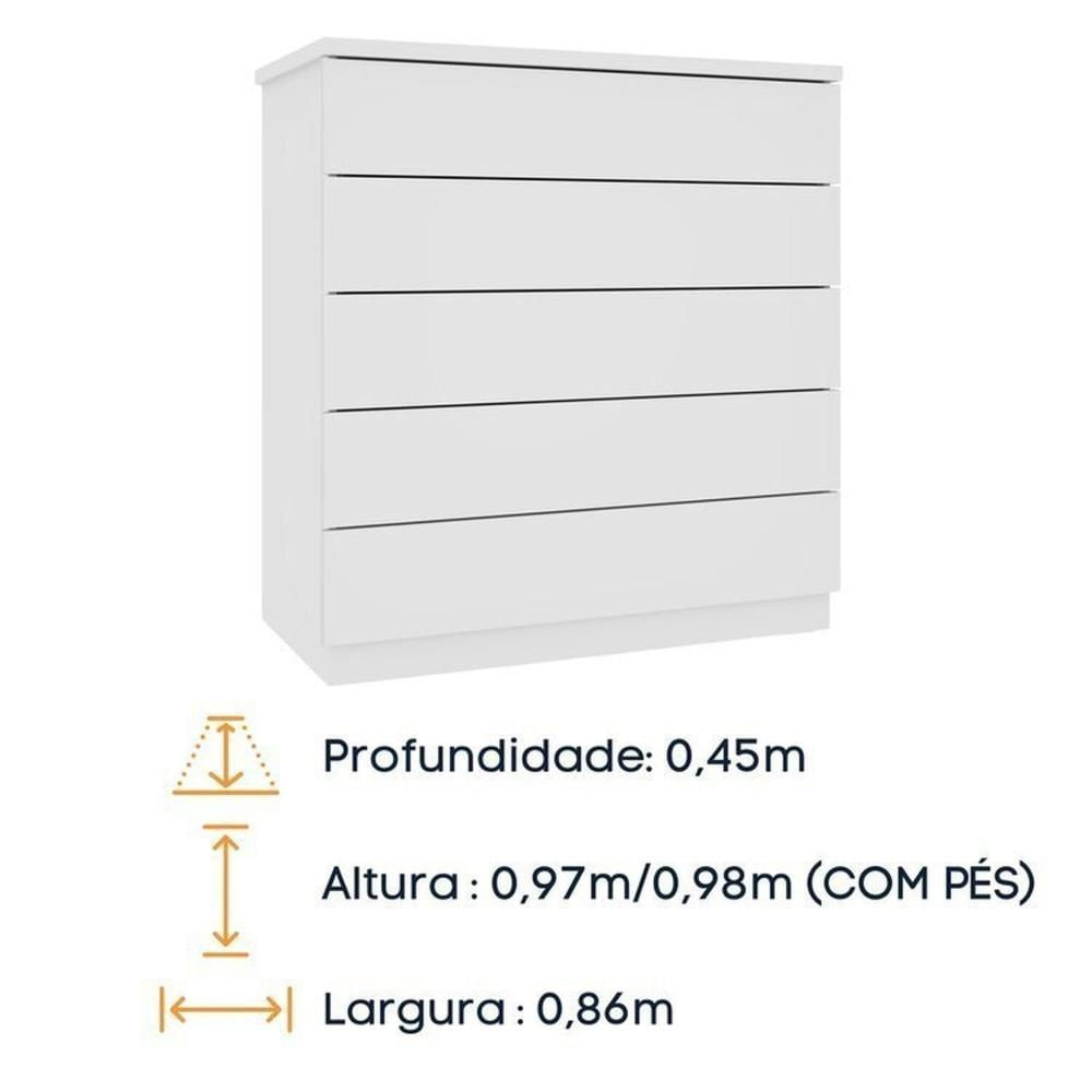 Quarto Casal Completo Guarda-Roupa Lima, Cama Mônaco e Cômoda Premium Espresso Móveis Neve