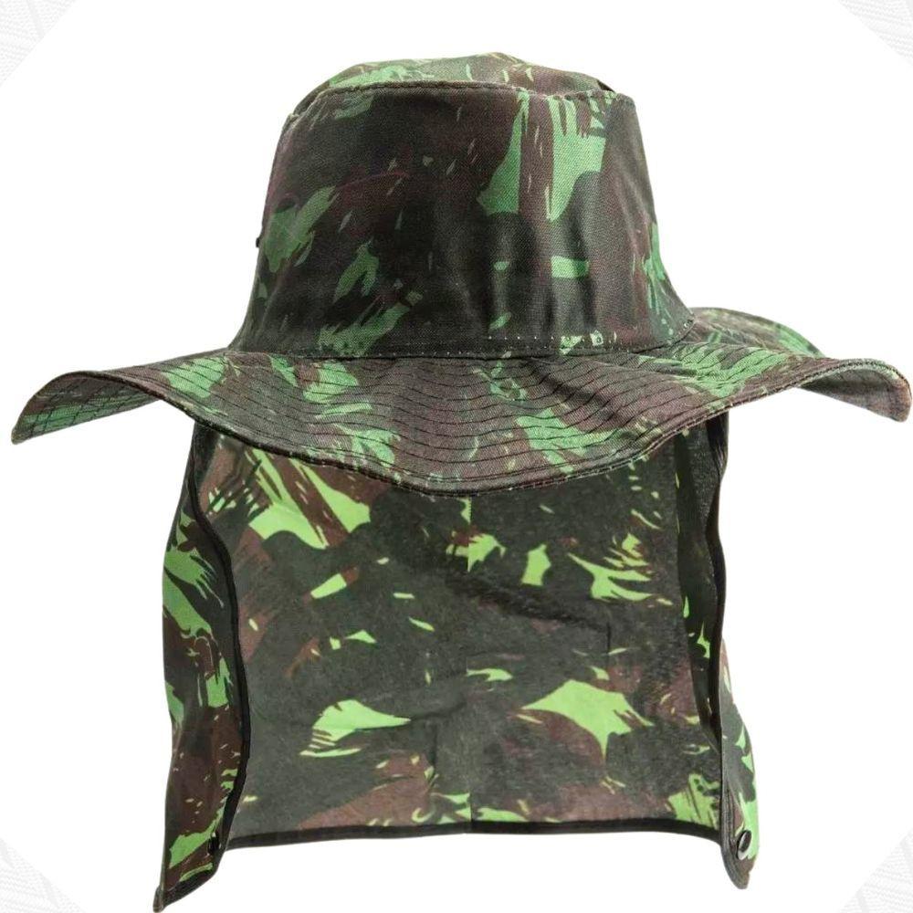 Miniatura Chapéu Australiano Camuflado Pescador Pesca Sol Proteção Nuca Pescoço