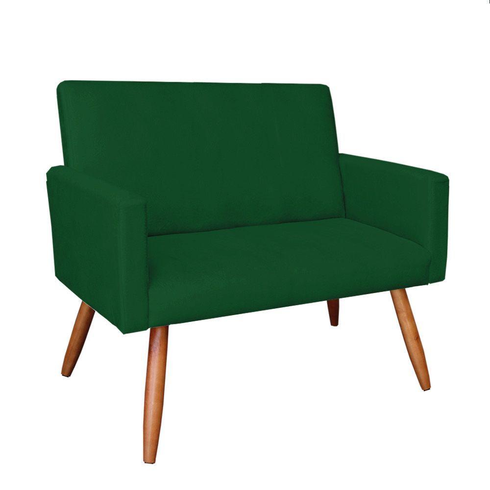 Miniatura Kit 2 Poltronas/Namoradeira Veludo Pés Palito Castanho Verde