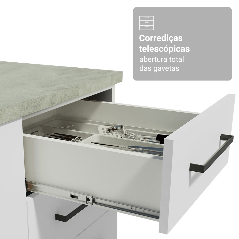 Miniatura Armário de Cozinha Completa 190cm com Cristaleira Branco Agata Madesa 01 Cor:Branco