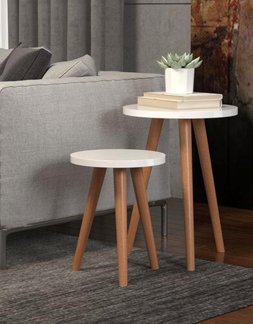 Miniatura Kit Dupla Mesinha De Canto Para Decoração De Sala Quarto Mdf
