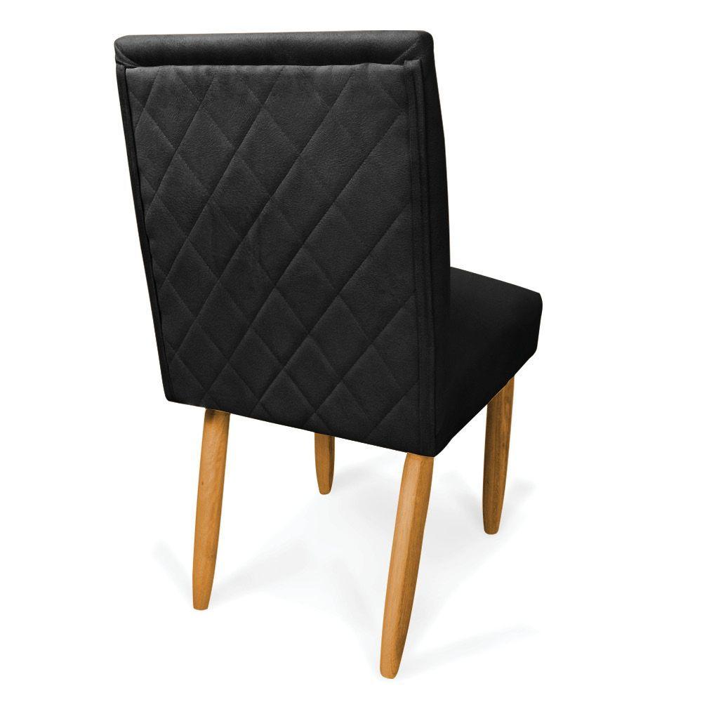 Kit 2 Cadeiras De Jantar Carol Suede Preto Pés Palito Castanho - D'rossi