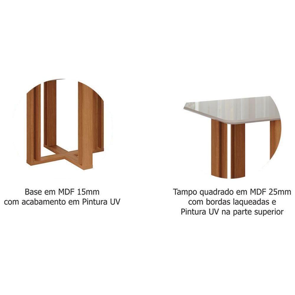 Miniatura Conjunto: Mesa Sala Jantar Flora C- Tampo Madeirado 95cm + 4 Cadeiras Fernanda Nature-ow-nude Cimol