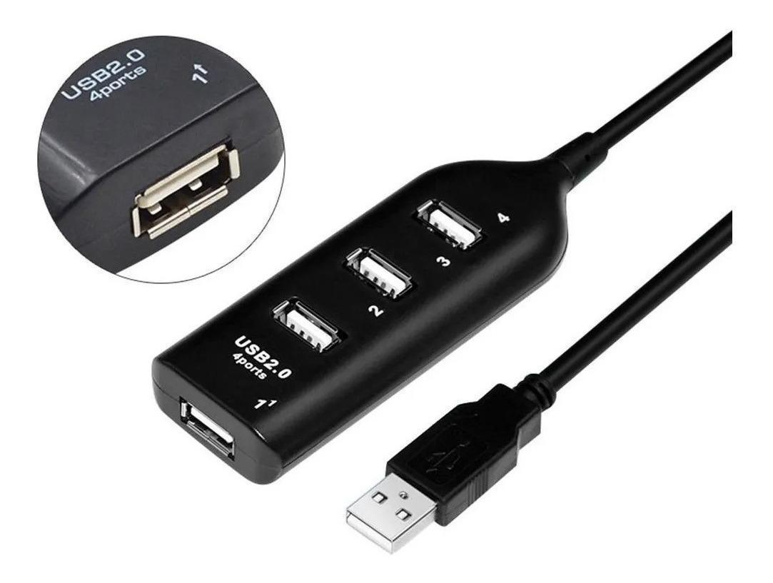 Miniatura Hub Usb Extensor De Portas Usb 2.0 4 Portas Adaptador Usb Preto - Hub - 4 portas