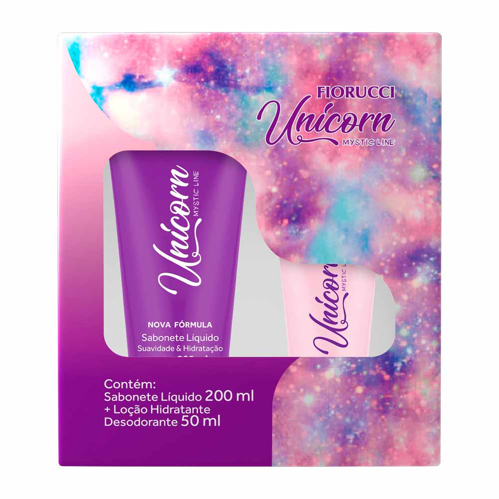 Miniatura Kit Fiorucci Unicorn Coffret Feminino Sabonete Líquido + Loção Hidratante Desodorante Kit