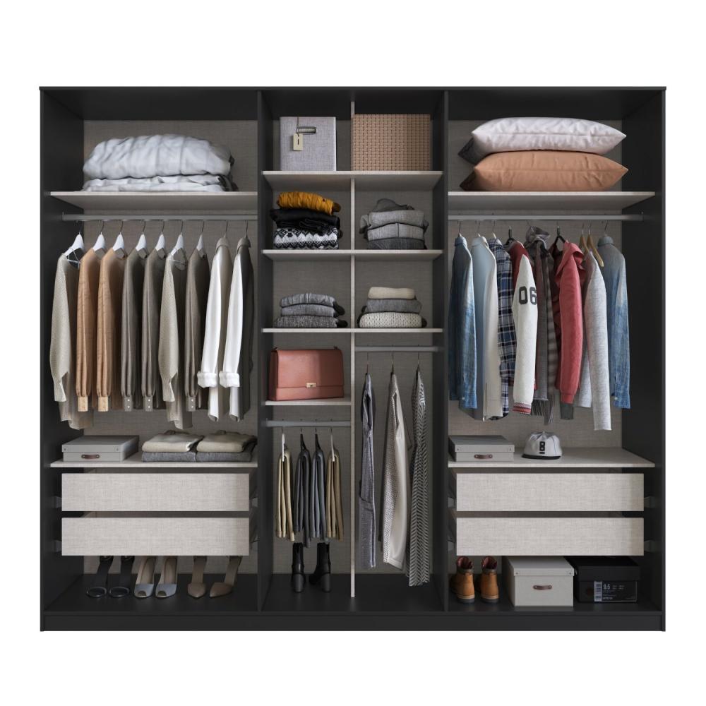 Miniatura Guarda Roupa Casal 6 Portas 4 Gavetas Apolo Onix Preto