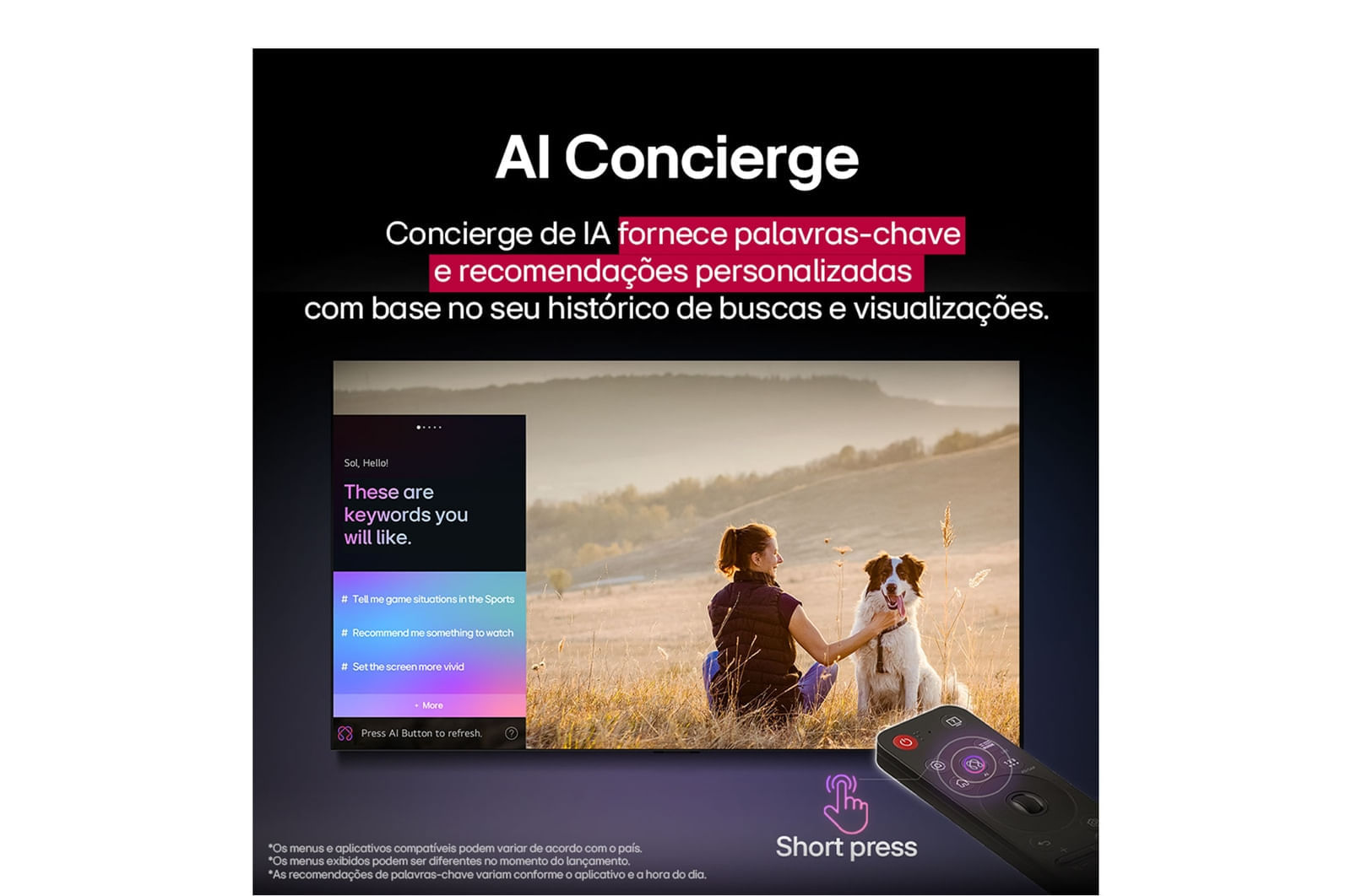 Smart TV LG QNED AI QNED80 55 Polegadas (55QNED80ASA): Cores vibrantes e inteligência 4K 12 meses - 55 " - 110v/220v